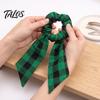 Plaid Ribbon Hair Ties Christmas Bow Ties, Elastic Scrunchies for Women and Festive Decorations Girls, Red or Green Checkered Ponytail Holder Holiday