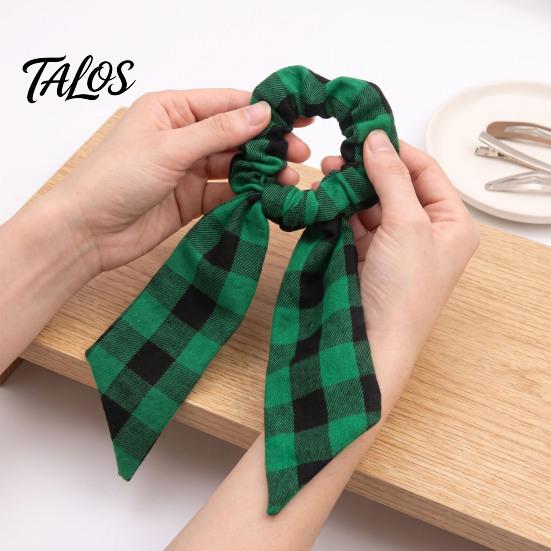 Plaid Ribbon Hair Ties Christmas Bow Ties, Elastic Scrunchies for Women and Festive Decorations Girls, Red or Green Checkered Ponytail Holder Holiday