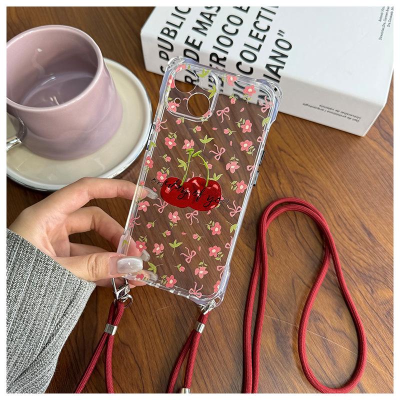 Apple 17AIR Four-Corner Lanyard Drop-Proof Transparent Phone Case for iPhone 16/12 Pro