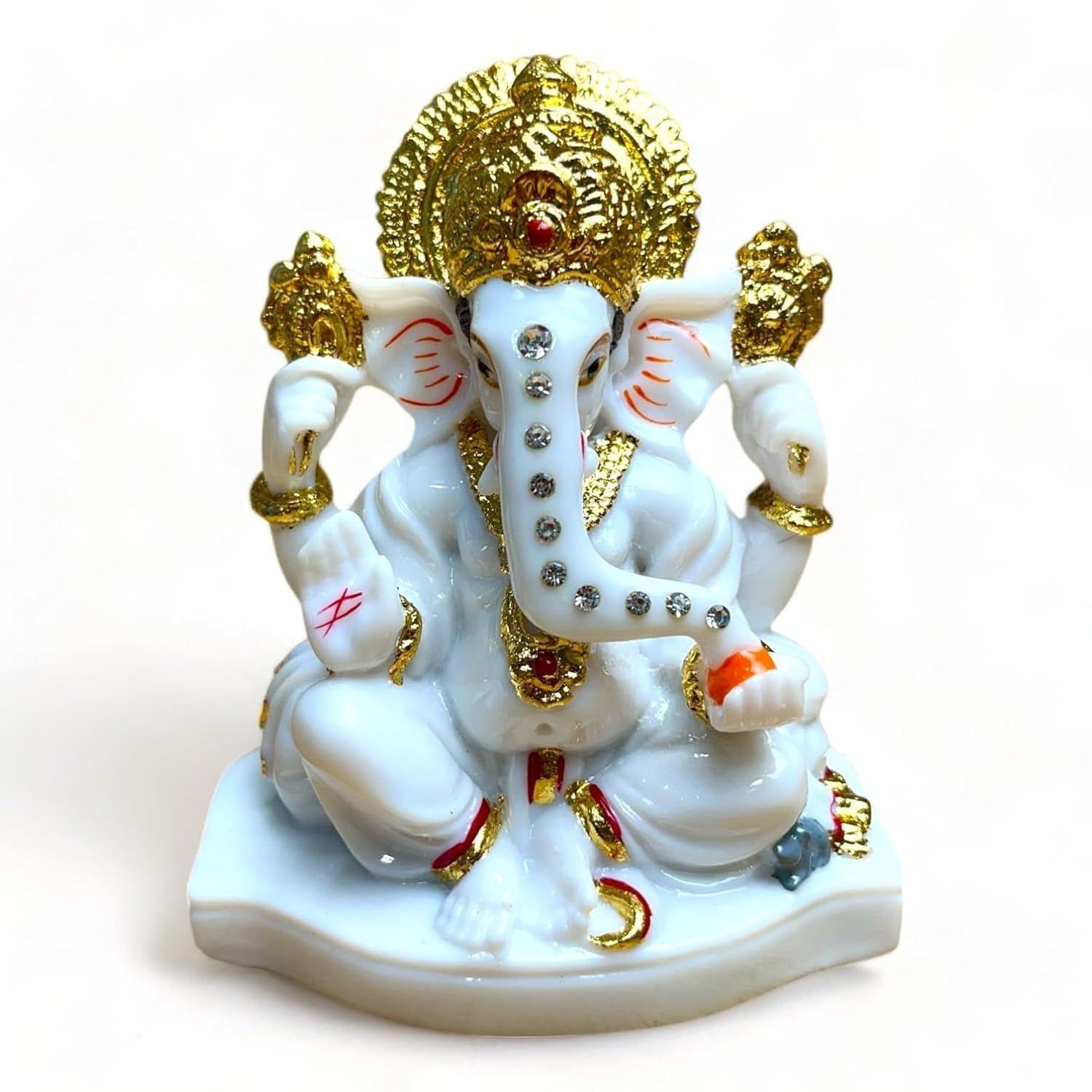 

Ручная работа Мраморная пыль Лорд Ганеш 5 дюймов для Дивали Идол Бога Художественная Фигурка для Дома Приборной панели Автомобиля Ганапати Мурті Храм Поклонение Декоративная