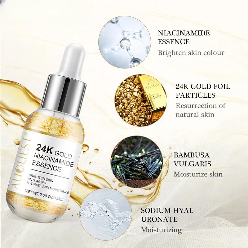 24k Gold Essence Gold Serum Tights Pores, Locks In Water And Moisturizes