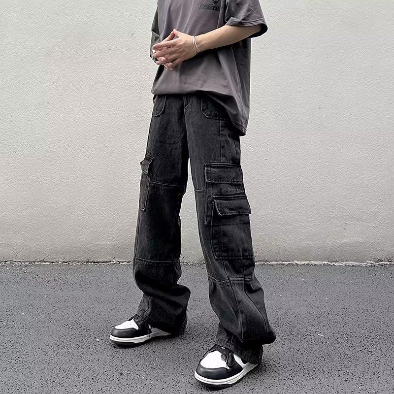 Men's Loose-Fit Overalls: Solid Color, Trendy Casual Pants, New Style Fashion for Youth