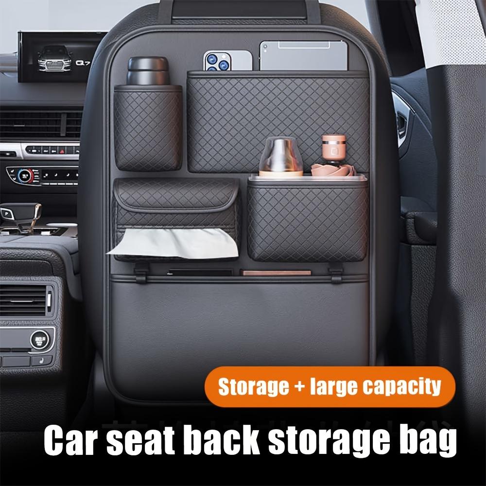 Multifunctional Car Seat Back Organizer, Faux Leather Hanging Bag, Anti-Kick Car Seat Back Pocket, Suitable for Car Accessories and GroceriesC