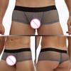 Men Boxer Underwear Low-rise Perspective Thin Shorts Panties Patchwork Color U-convex Wide Waistband Underwear