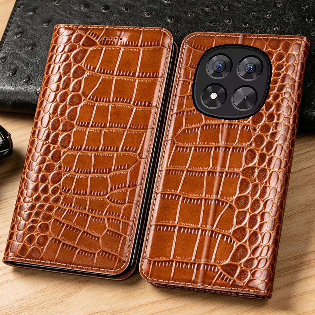 Crocodile Genuine Leather Case for Redmi Note 15 14 13 12 11 11S 10 10S 9 8 8T 7 Pro Plus Turbo Luxury Flip Wallet Card Slot