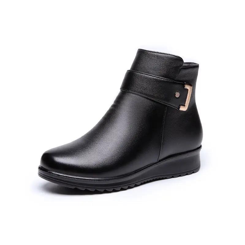 Women Ankle Boots  Autumn/winter Plush Short Tube Flat Soled Snow Boots New Simple Retro Zipper Warm Casual Cotton Boots