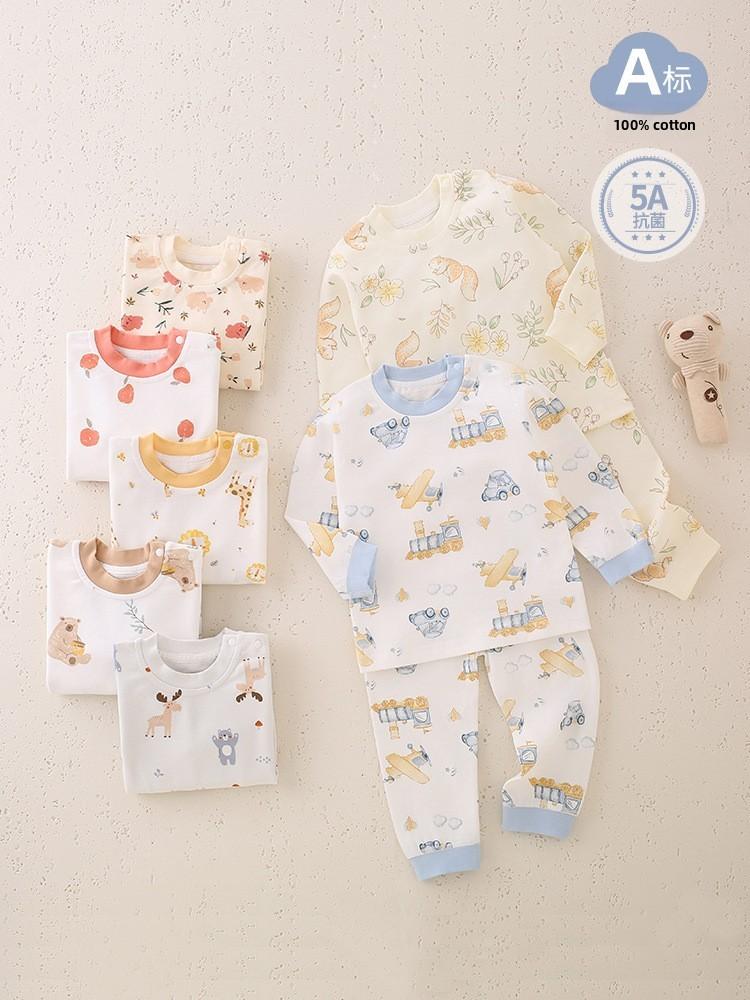 Baumwoll-Pyjama-Set für Kinder mit antibakteriellem Stoff für Kleinkinder Nachtwäsche und Loungewear
