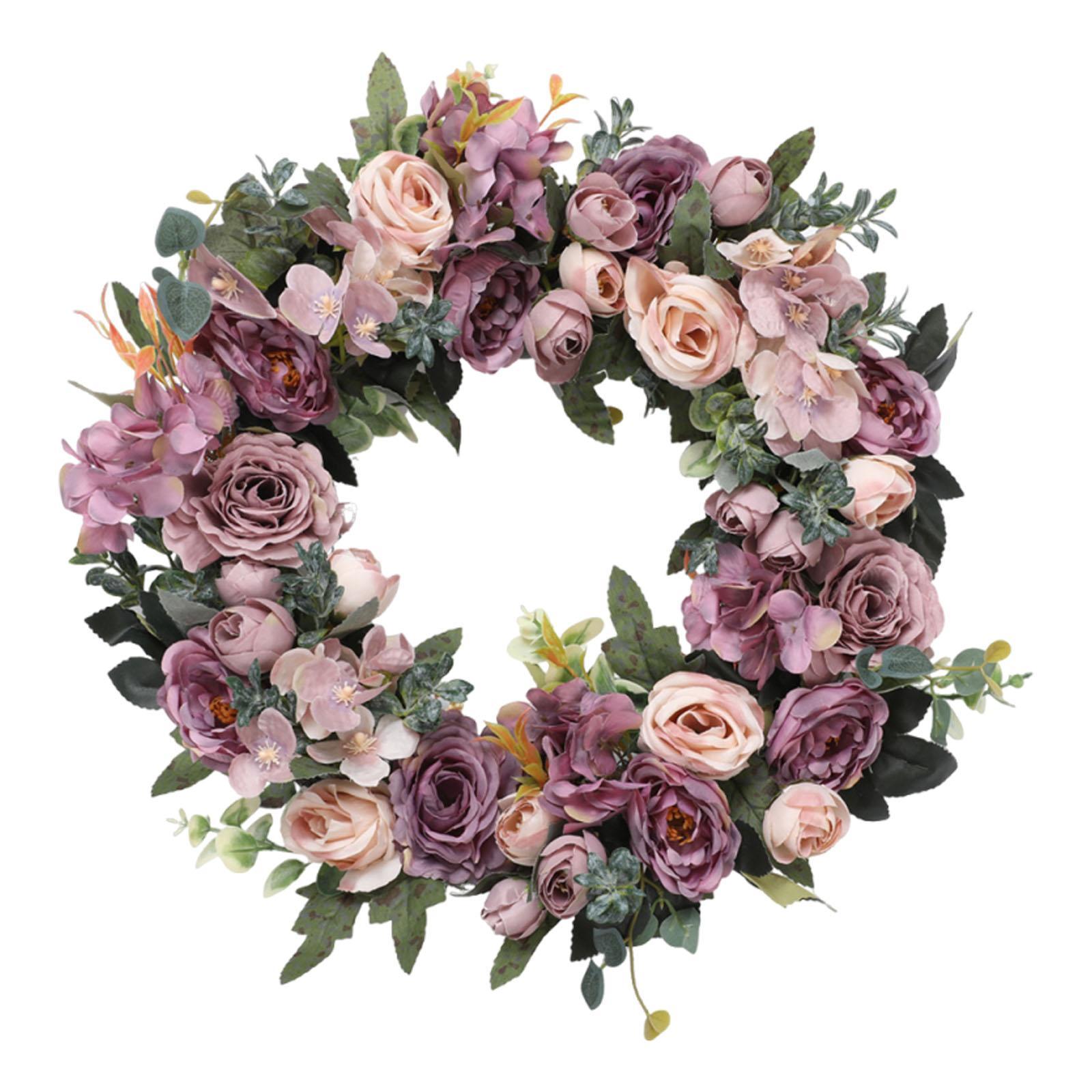 Silk Peony Rose Artificial Wreath Round