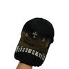 Cross Personality Washed Ripped Cap Street Versatile Punk Style Embroidery Alphabet Baseball Cap
