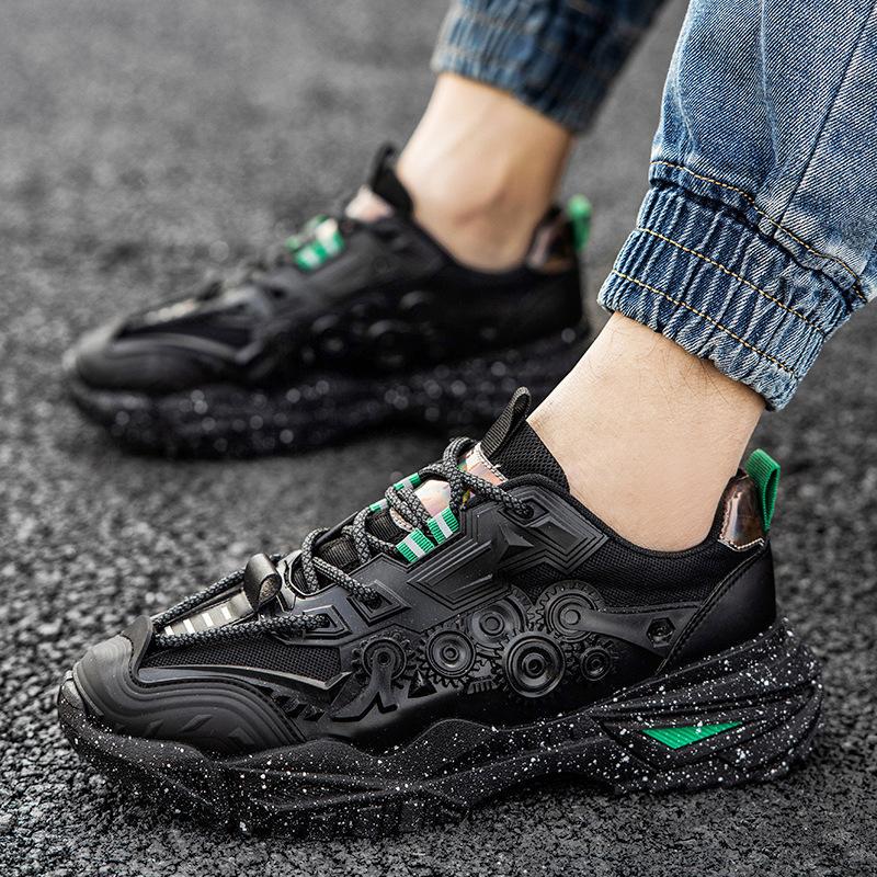 

Весна 2024 года, новые мужские повседневные спортивные туфли, модные кроссовки для бега, кожаные мужские туфли с прошивкой 44 чёрный