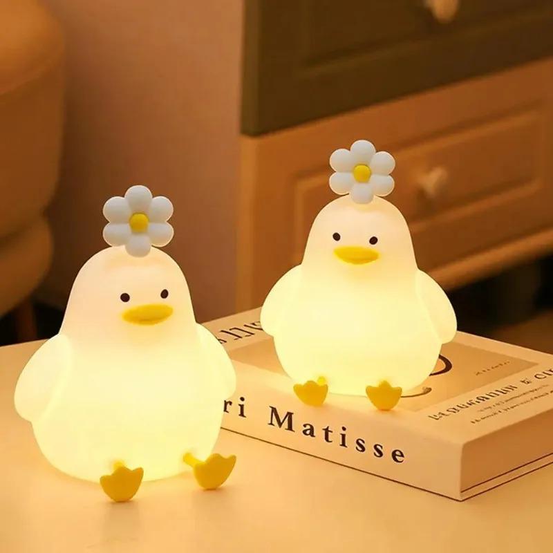Cute Duck Led Night Light USB Rechargeable Nightlights Silicone Lamp Touch Switch Children Kid Bedroom Decoration Birthday Gift
