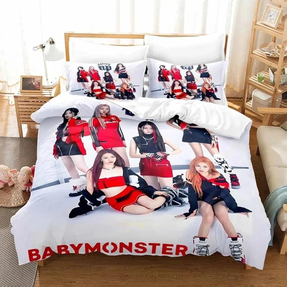 Kpop Babymonster Bedding Set Duvet Cover Bed Set Quilt Cover Pillowcase Comforter King Queen Size Boys Adult Bedding Set