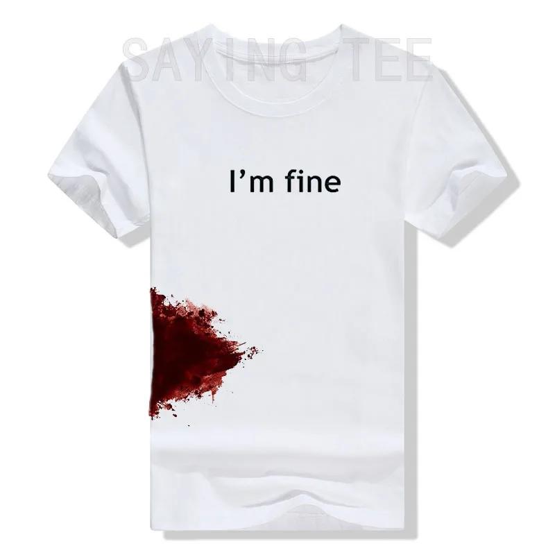 I'm Fine Graphic Novelty Sarcastic Movie Halloween Costume Humor Scary Funny T Shirt Gifts for WoClothing Graphic Tee