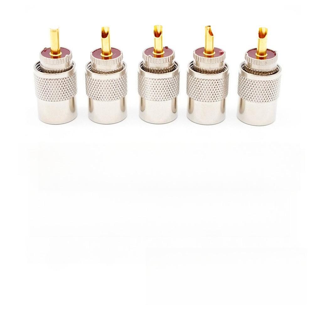 1/5/10PCS UHF PL-259 Male RF Connector 58mm Tail Hole Split Type for RG58 LMR-400 Coaxial Cable Antenna Wiring