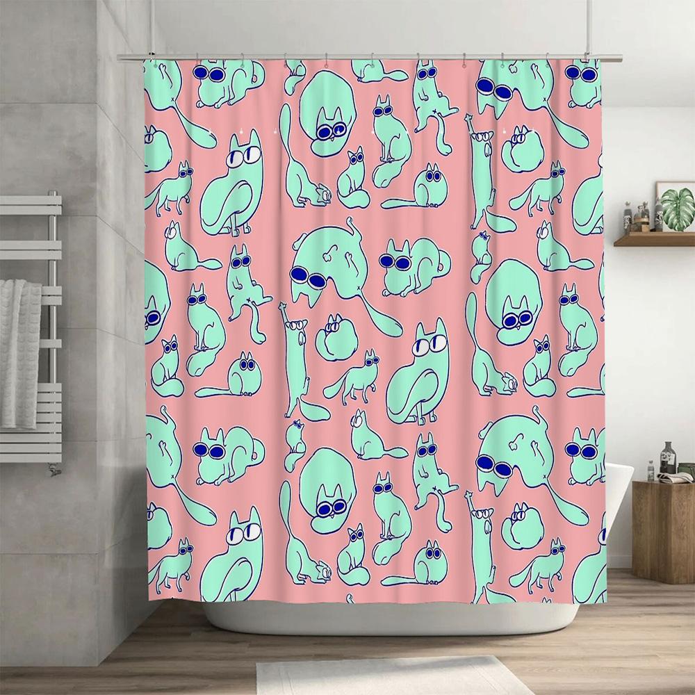 unframed Cute Octopus Shower Curtain Sea Animal Bathroom Decor Ocean Themed Waterproof Fabric Shower Liner Home Decor Beach Styl