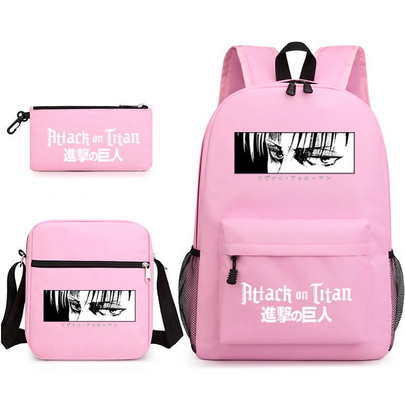 3 Piece School Backpack Set for Students Large Capacity Oxford Cloth Schoolbag with Shoulder Strap and Pencil Case