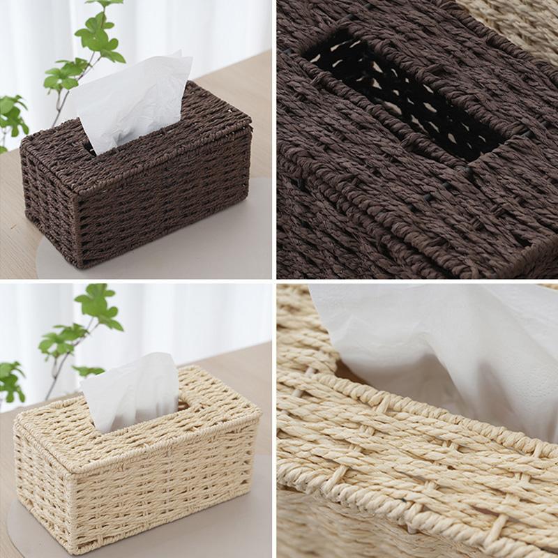 Bohemia Tissue Box Container Cover Rattan Hand Woven Home Decoration
