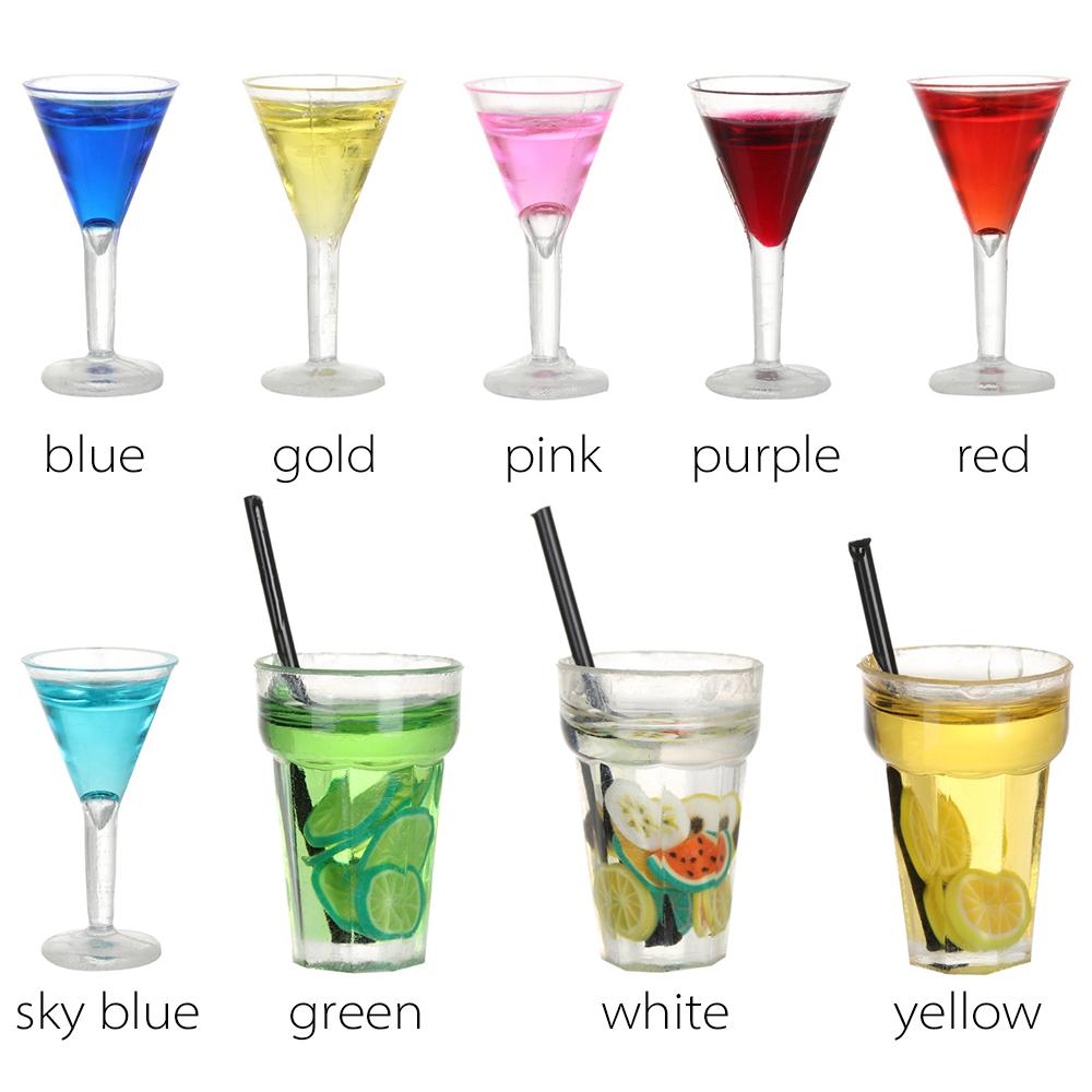 Mini Fruit Tea Cocktail Doll DIY Resin Scene Model Miniature Food Play Set Toy Doll Decoration DollHouse Accessories