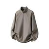 Men Women Stand Collar Half Zip Long Sleeve Pullover Plus Size Sweatshirt Solid Color
