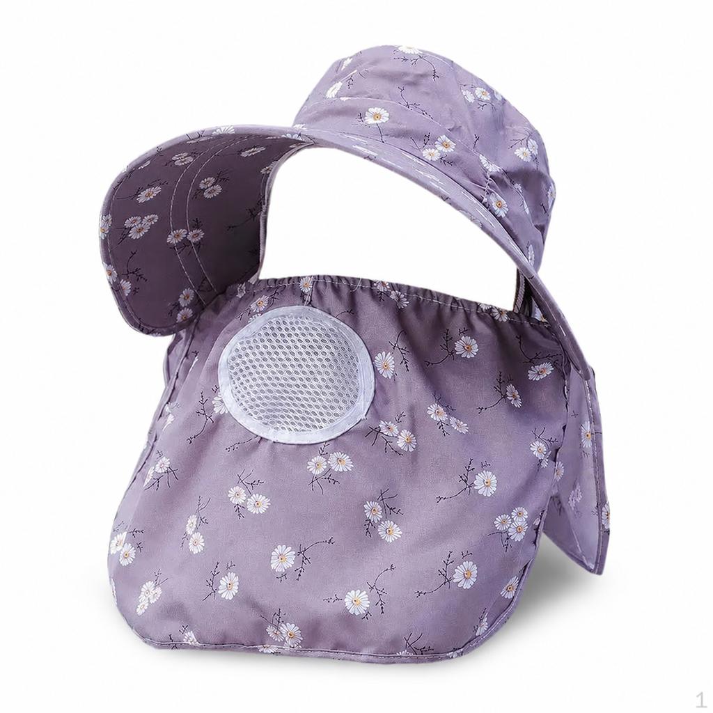 Women's Summer Outdoor Sun Protection Hat with Face Mask and Shawl for Gardening Cycling One
