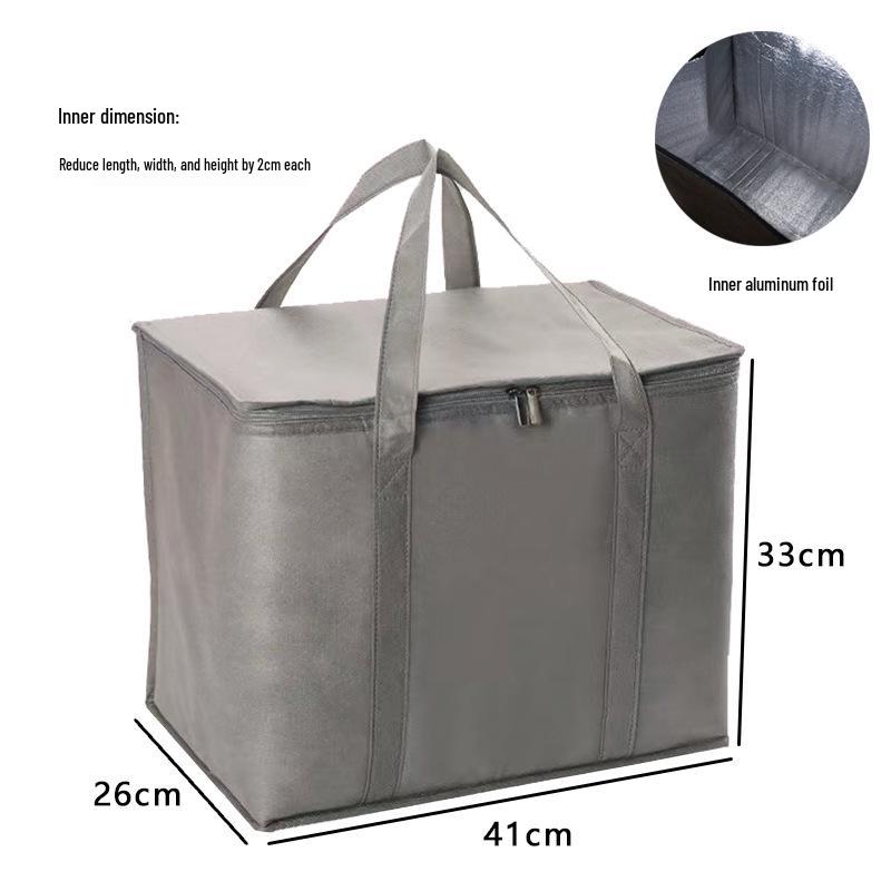 Large Capacity Double Zipper Insulated Picnic Ice Pack Bag – Black Non-woven Fabric