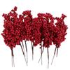 Chinese New Year Red Berries Artificial Branches Holly Berry Stamen Plants Flowers Wreath Ornaments Xmas Tree Party Home Decor
