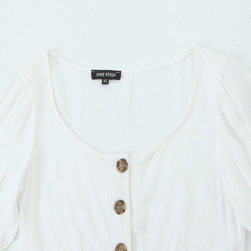 Fashion Style 2024 Summer New Arrival Women's Clothing Stylish Easiest for Match Slim Looking Short Sleeve V-neck Puff Sleeve Short Tops