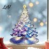 Colorful Tree Wall Art Stained Glass Style Christmas Static Window Cling Gradient Starry Sky Decorative Atmosphere Accents Xmas Sticker Reusable PVC