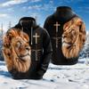 Cross Lion 3D Printed Hoodies For Men Clothing Harajuku Fashion Animal Graphic Sweatshirts Casual Boy Tracksuit Women Gift Tops