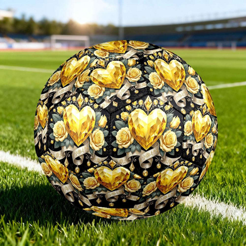1pc Golden Heart Roses Size 5 Soccer Ball Professional Match Training Football Indoor &Outdoor Sports Ball Training Ball Lightweight Durable y19