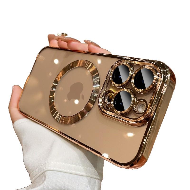 iPhone 17 Dustproof Electroplated Case with CD Pattern, Magnetic Suction, E Lens Film for 15 Pro, Soft Case Compatible with 16.