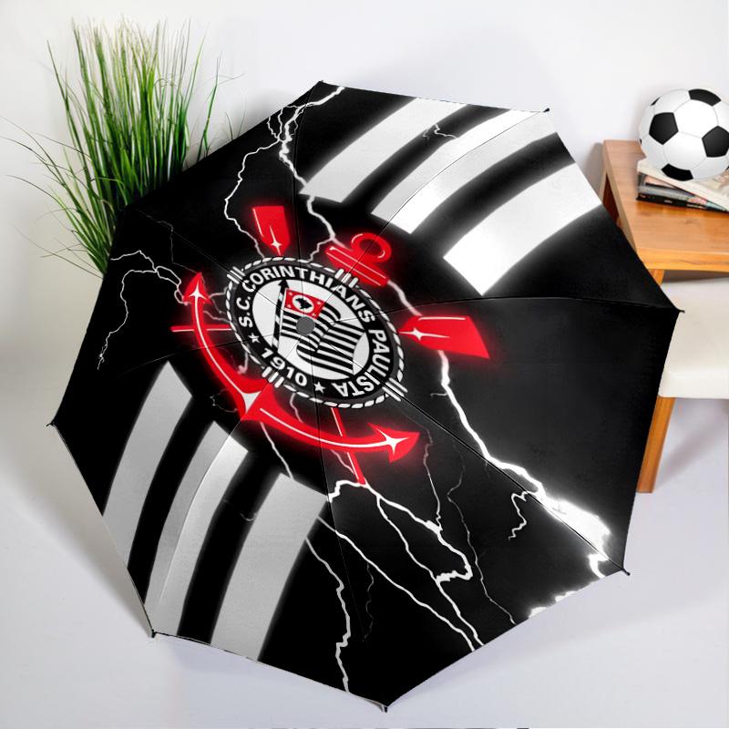 Sport Club Football Crest Printed Automatic Umbrella, 8-Frame for Travel, Camping, Casual Umbrella, Essential Gift for  for Family and Friends