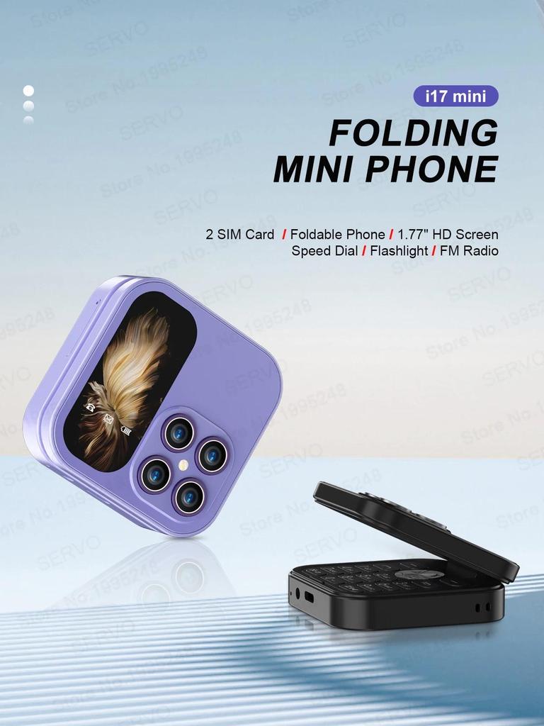 i17Pro Orange Flip Phone: Hot-selling, Foldable, Dual SIM, Dual Standby, Keypad Mini Backup, Multilingual.