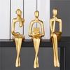 2025 Trend Resin Thinkers Statues Decor,3Pcs Abstract Sitting Sculptures, Bookshelf Desk Figurines, Home Office Room Shelf Accen