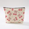 Pink Bowknot Zipper Storage Bag Travel Portable Wash Pouch Student Pencil Case Multi-Purpose Organizer for Women