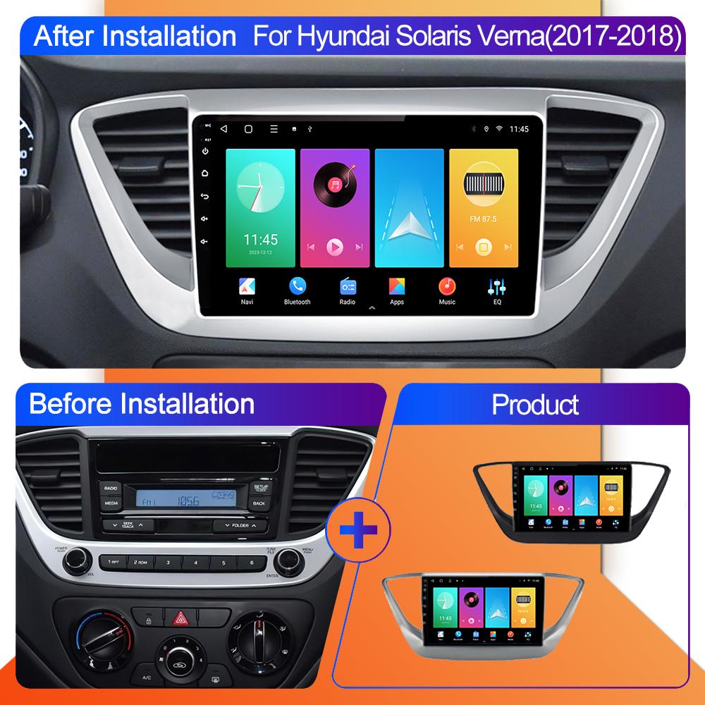 Car Radio Android Auto Carplay For Hyundai Solaris 2017-2020 Multimedia Player Head Unit Stereo GPS Navigation BT WIFI 1+16GB