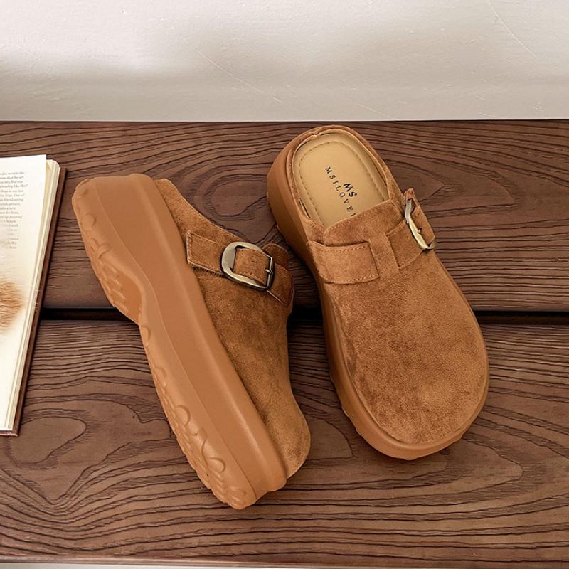 Fashion Women Mules Shoes Flats Platform Slippers Suede New Casual Shoes 2025 Trend Fashion Winter Slingback Sneakers Woman Flip Flops