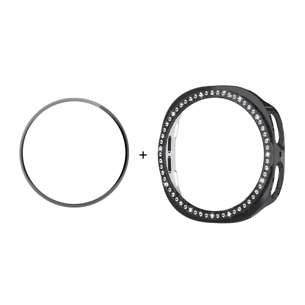 ENKAY HAT PRINCE Pour Samsung Galaxy Watch8 40mm Coque avec Film d'Écran en PMMA Décoration Strass Housse de Montre en PC