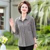 Mom's Shirt Loose Pure Cotton Plaid Modern Style New Spring Summer Three-quarter Sleeve Shirt for Middle-aged Elderly People
