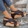 Fashion New Sandals for Womens Peep Toe Platform Hook & Loop Wedges Non-slip Rome Shoes Sandalias Zapatos Mujer
