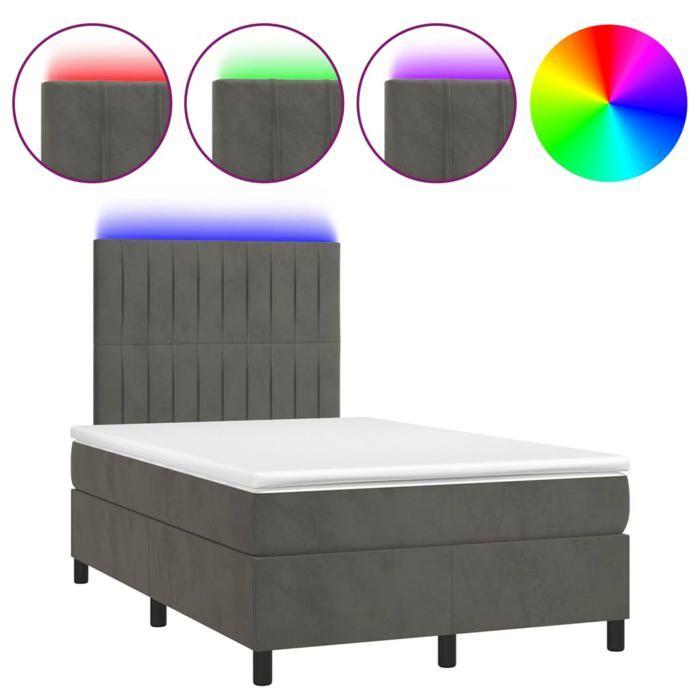 VidaXL Sommier à lattes de Lit avec Matelas et LED, Lit Rembourré, Lit Double, Lit Adulte de Chambre à Coucher Intérieur, 3270324