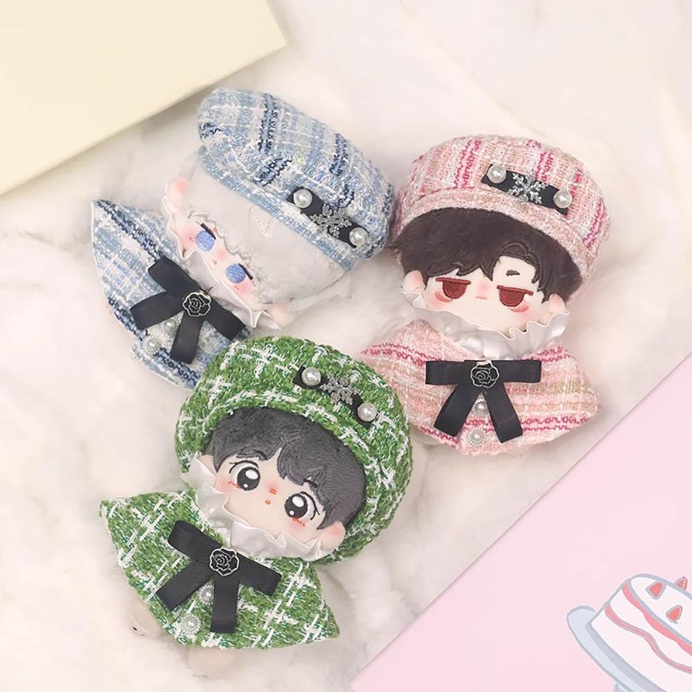 niannyyhouse 10cm, 15cm, 20cm Plush Clothes Set with Poncho, Hat, and Shawl for Cotton Doll Dress-Up (Blue, 20cm)