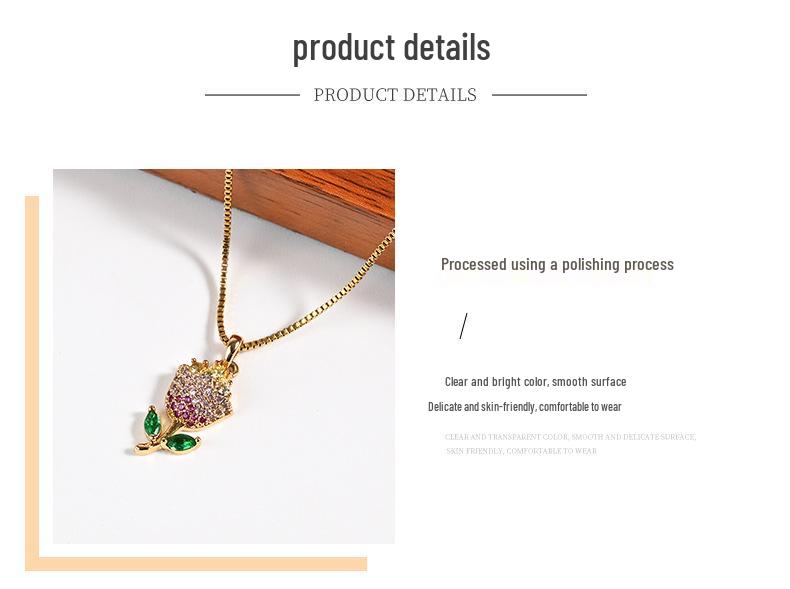 Elegant Rhinestone Tulip Necklace: Creative, Personalized Clavicle Chain in European & American Niche Fashion Style
