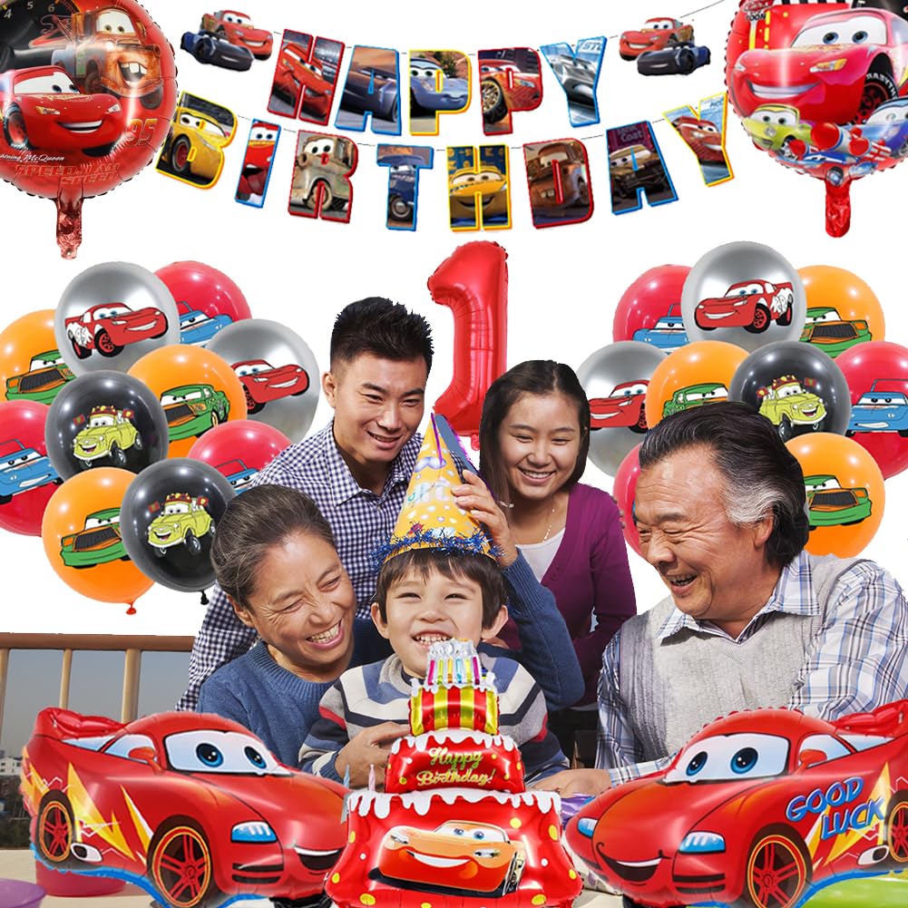 Birthday Decorations, Super Balloons, Cars Anime Set, Birthday Decorations for Boys, Large Car Balloons, Birthday Balloons, Happy Birthday Garland,