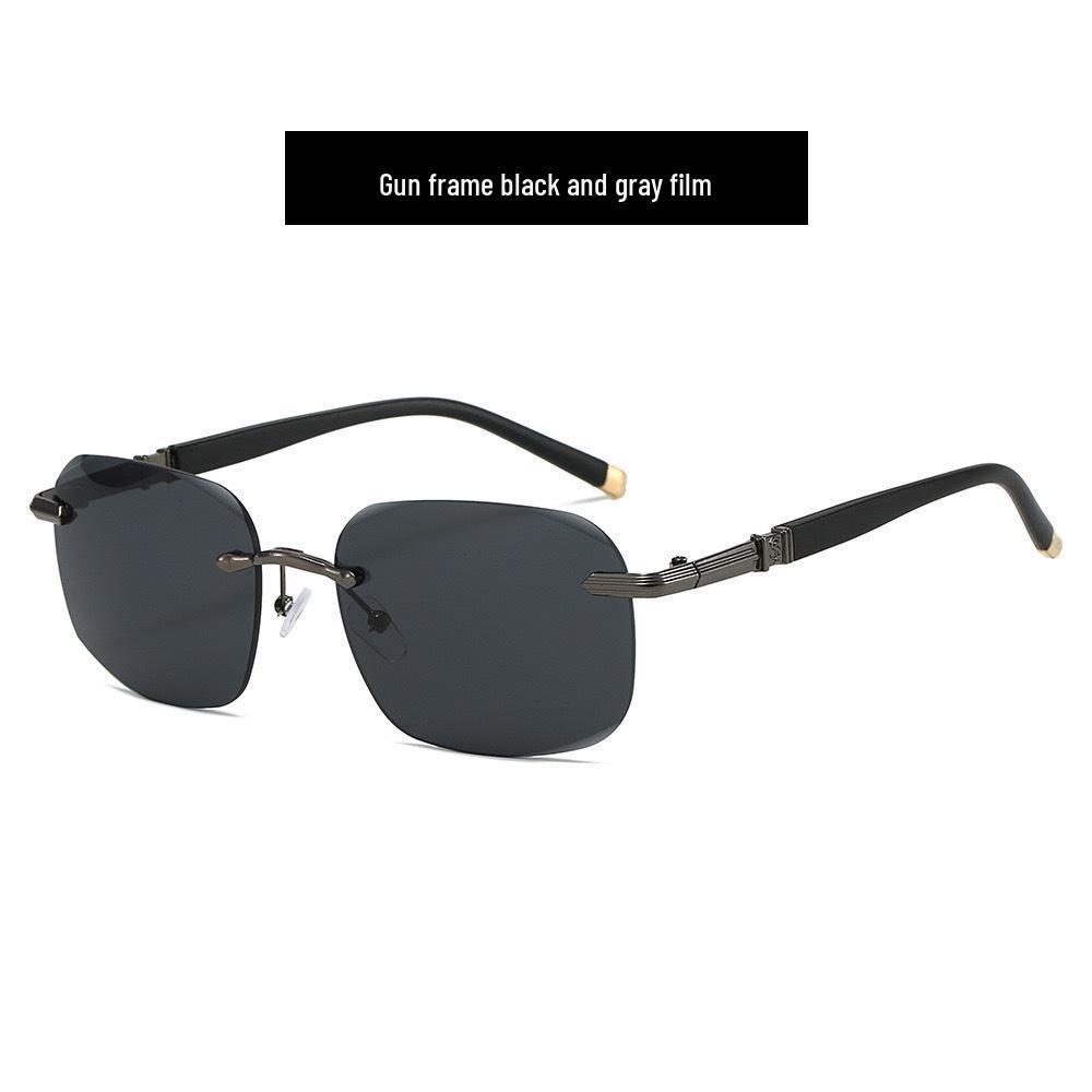 High-End Frameless Green Crystal Sunglasses for Men & Women