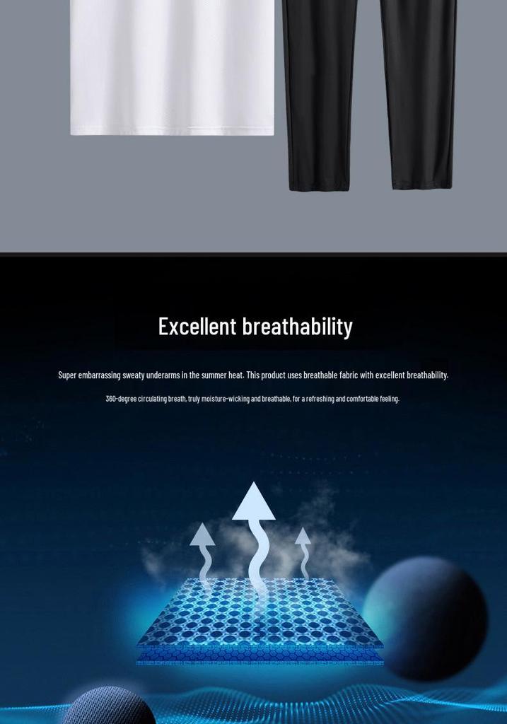 Men's Summer Sportswear Set: Ice-Feel Short-Sleeve T-Shirt for Middle-Aged & Elderly