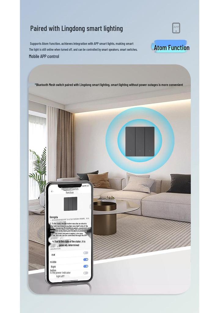 Ultra-thin Skin-Feel Switch Panel with Mijia App & Xiaoai Tongxue Voice Control