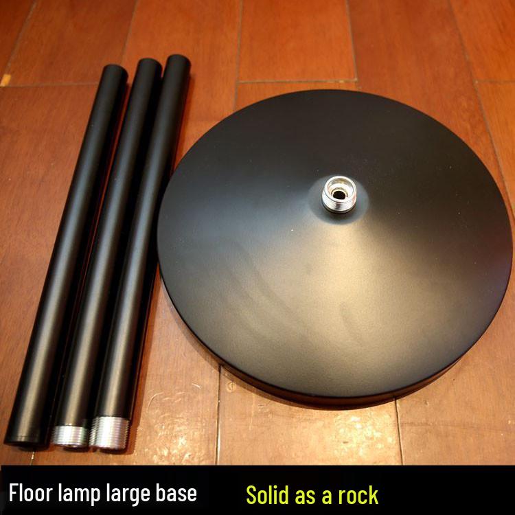 Large Round Base Floor Lamp with Metal Pole and Moxibustion Stand