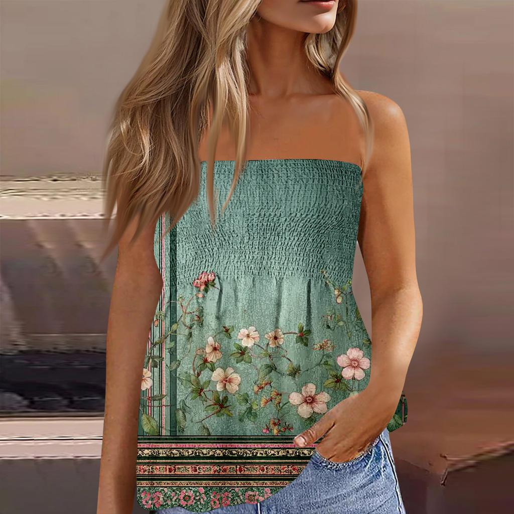 Modisches und sexy rückenfreies elastisches ärmelloses figurbetontes T-Shirt-Top mit Blumendruck