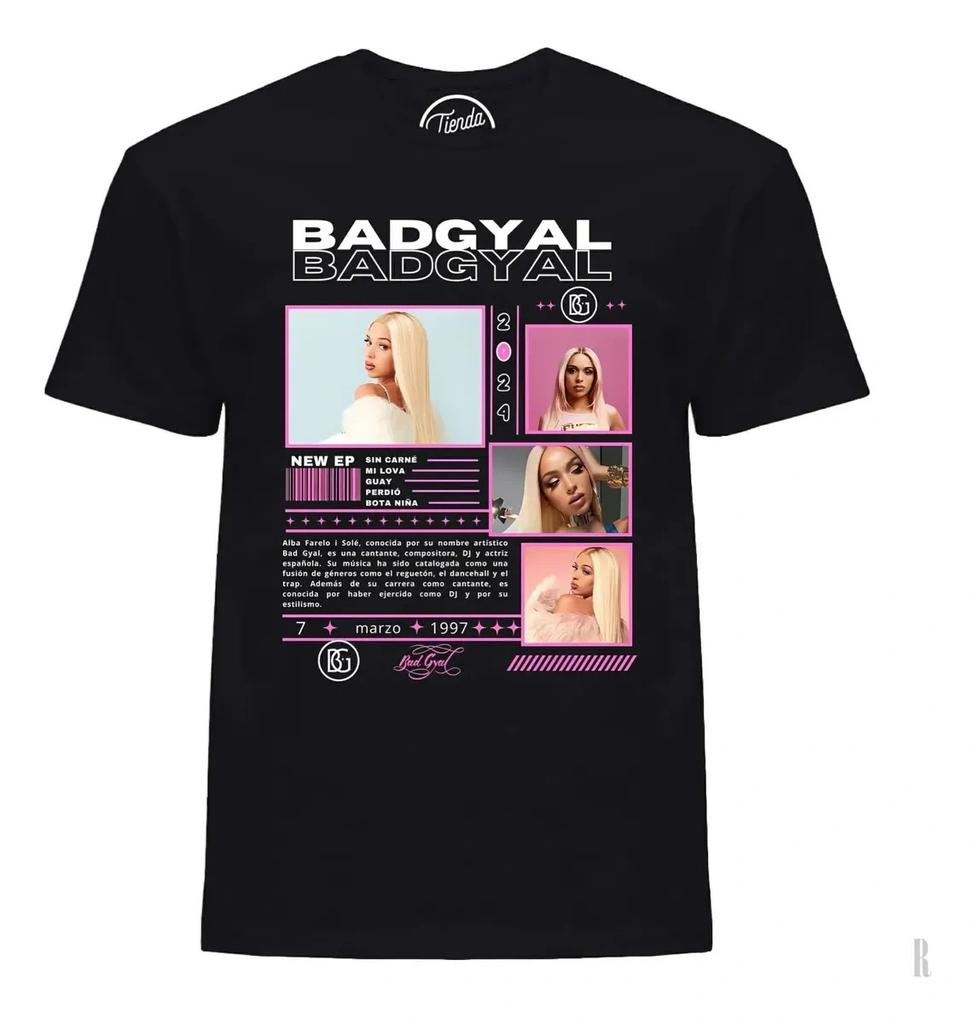 Camiseta Tour Mundial Bad Gyal 2026 Verano Nueva Unisex Moda Femenina Camiseta Oversize de Algodón Puro Estilo Callejero Y2K